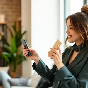 Influencer showing product with disclosure labels on social media