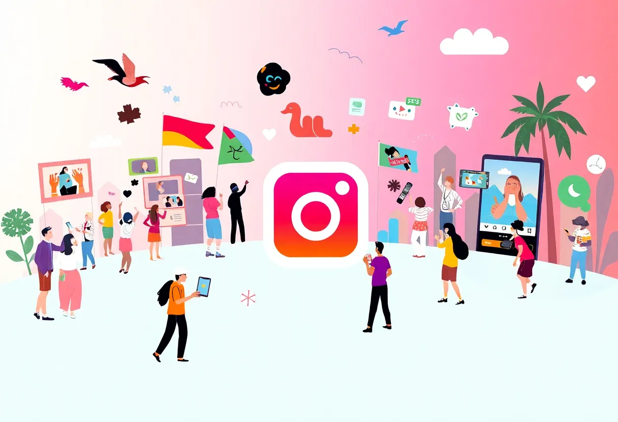 Visual representation of Instagram marketing strategies with brands using engaging content.