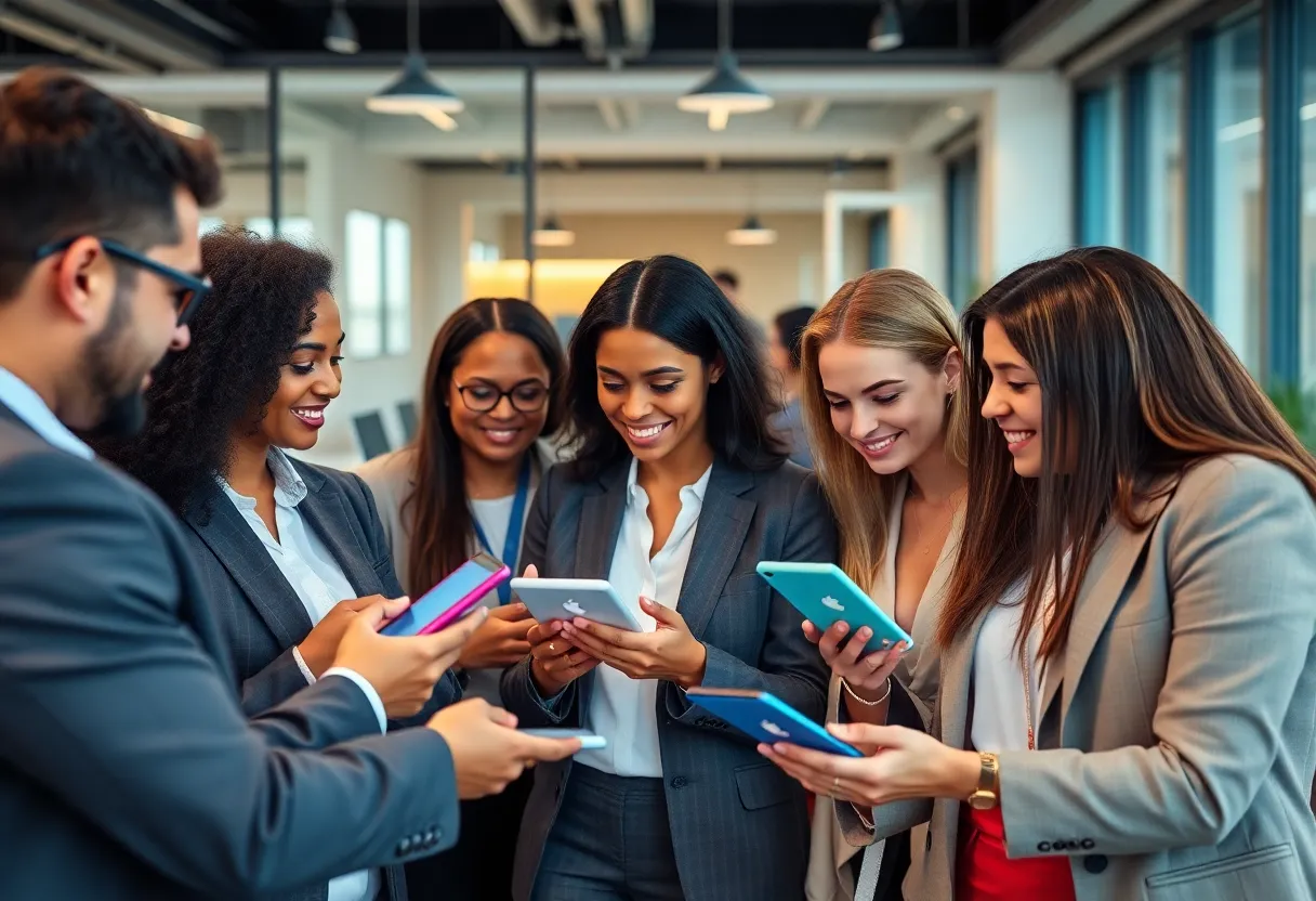 Legal professionals using social media tools for client engagement.