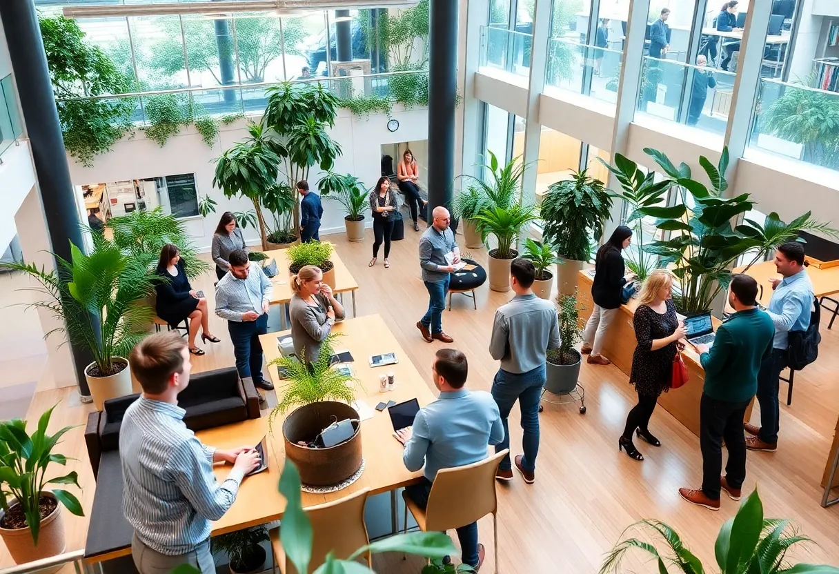 Professionals networking in LinkedIn's Experience Center
