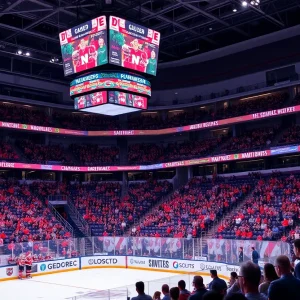Fans celebrating Michigan State hockey victory