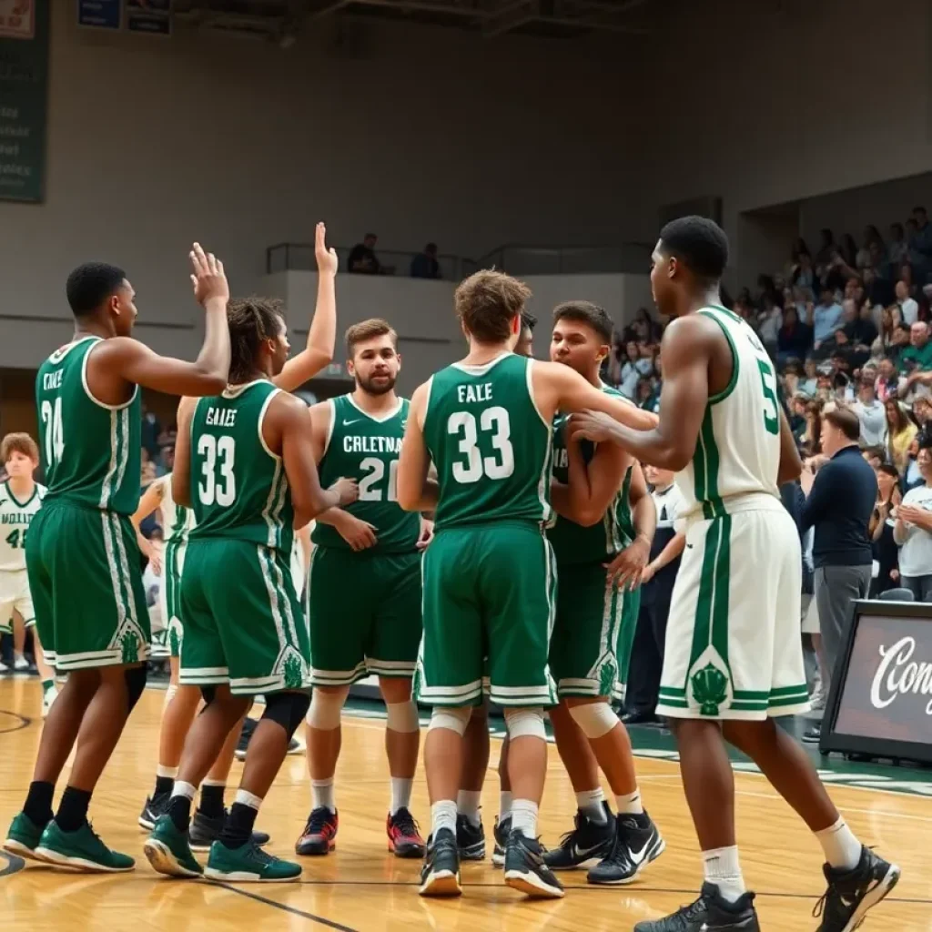 Michigan State basketball players celebrating Senior Day on the court