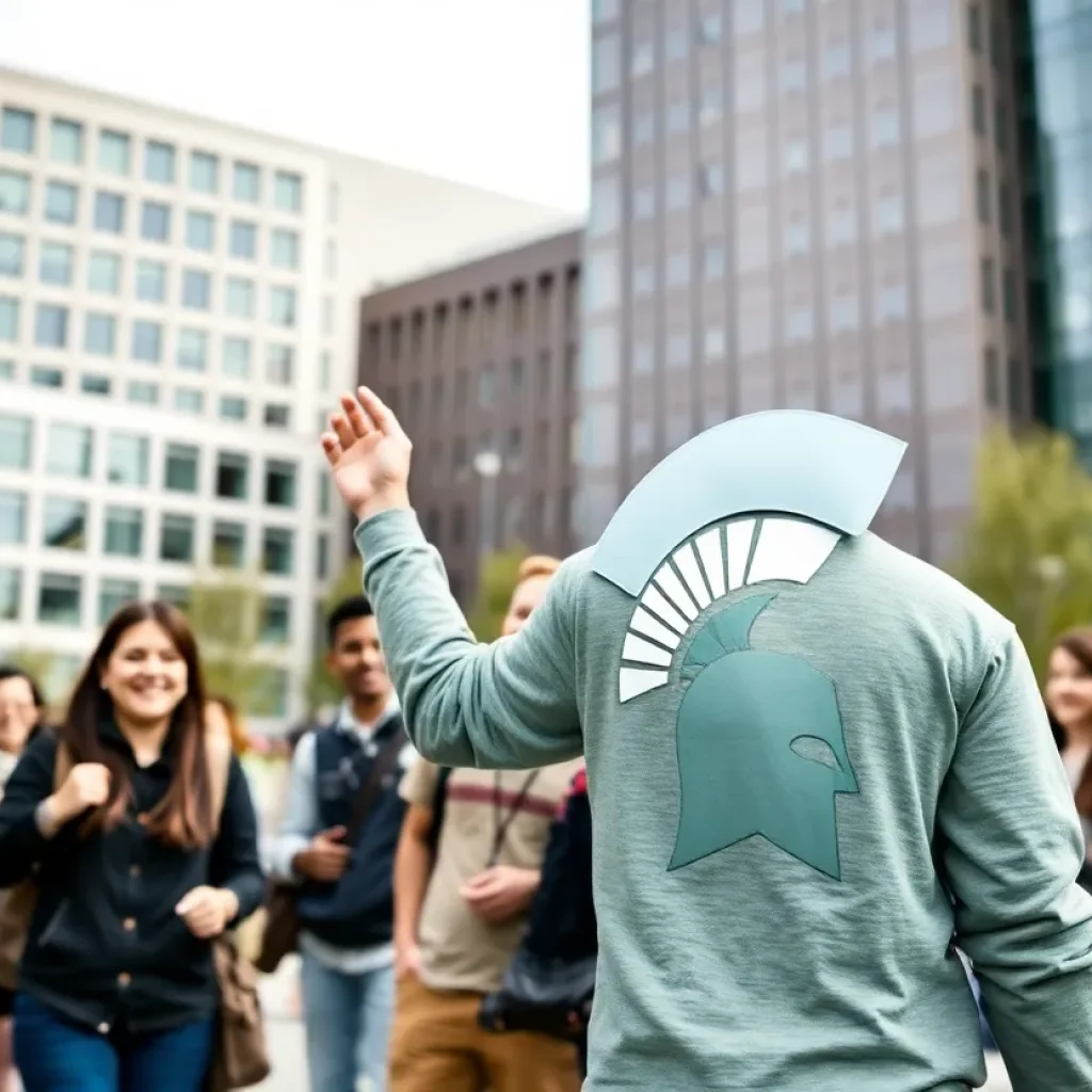 Students celebrating achievements at Michigan State University