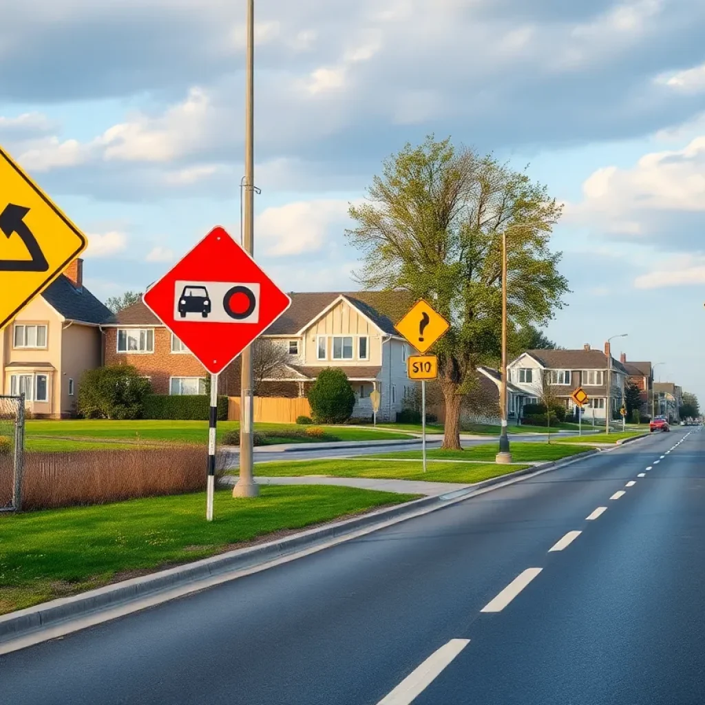 A suburban road sign emphasizing safety measures for elderly drivers