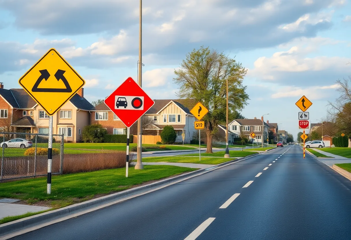 A suburban road sign emphasizing safety measures for elderly drivers
