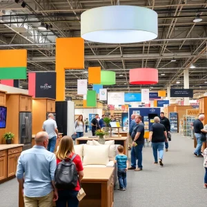 Attendees at the Missoula Home Improvement Expo enjoying various displays and activities.