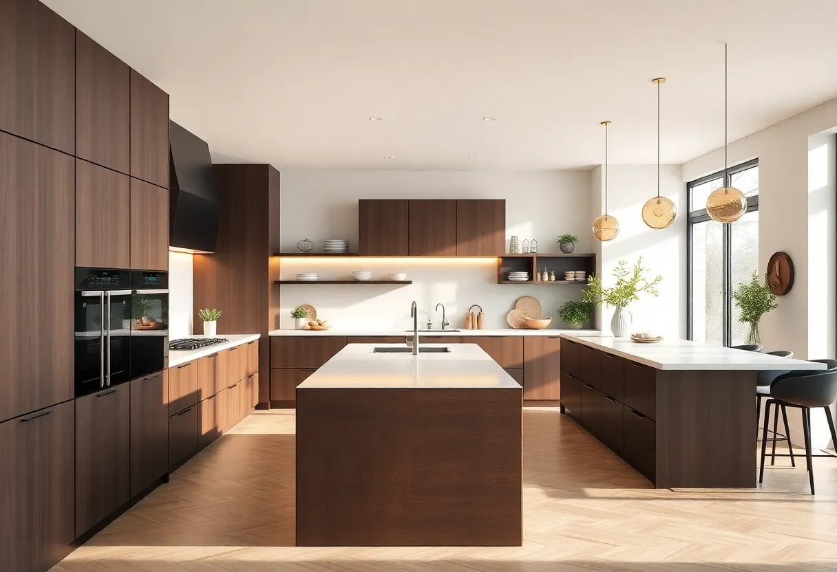 A modern kitchen design with sleek lines and natural light.