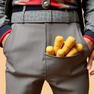 Napoleon Dynamite character in Ore-Ida Tot-Protecting Pants with tater tots