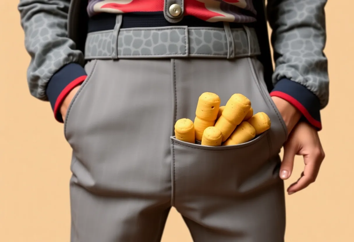 Napoleon Dynamite character in Ore-Ida Tot-Protecting Pants with tater tots