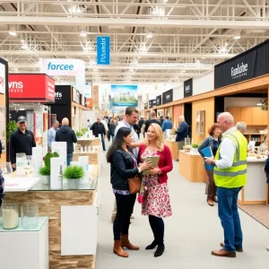 Exhibitors showcasing home renovation products at the Northern Michigan Show