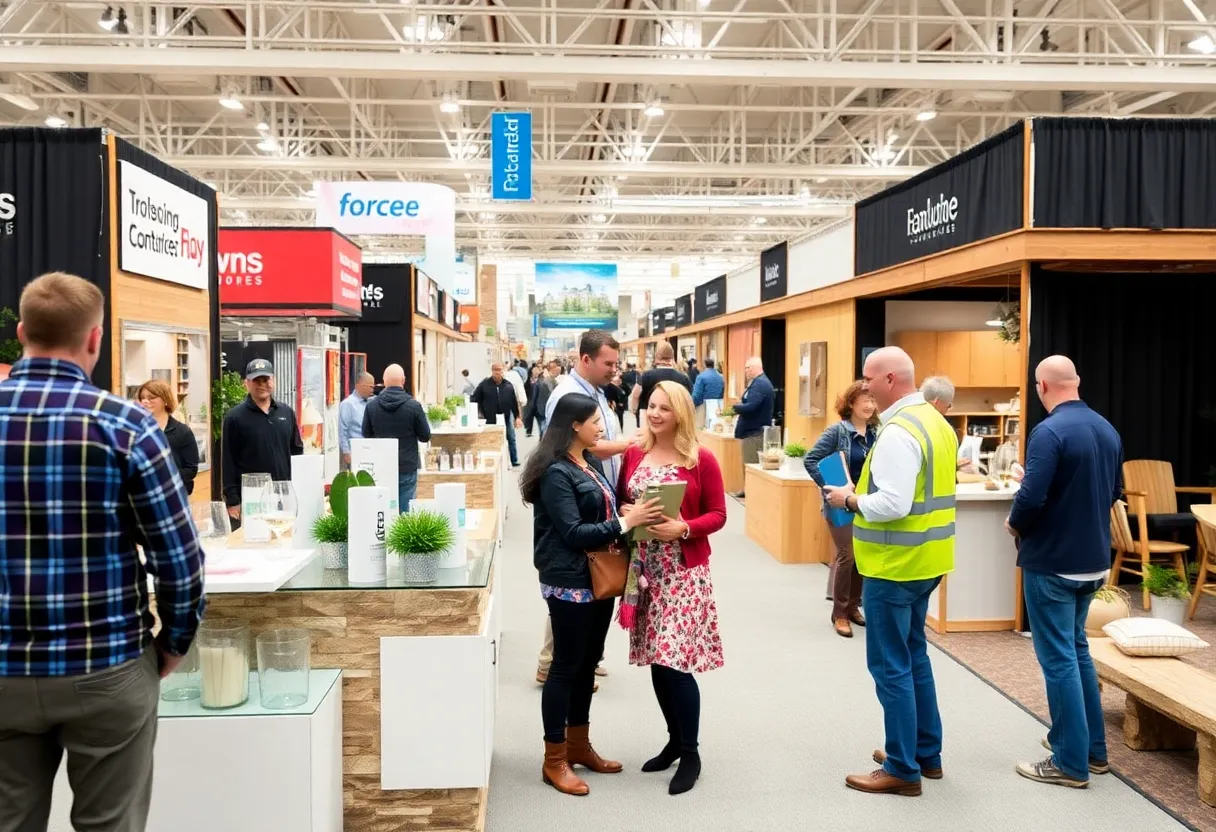 Exhibitors showcasing home renovation products at the Northern Michigan Show
