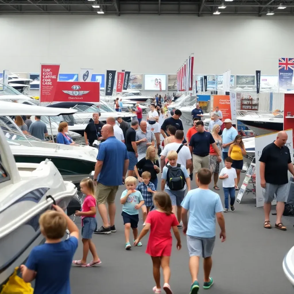 Families enjoying activities at Novi Boat Show