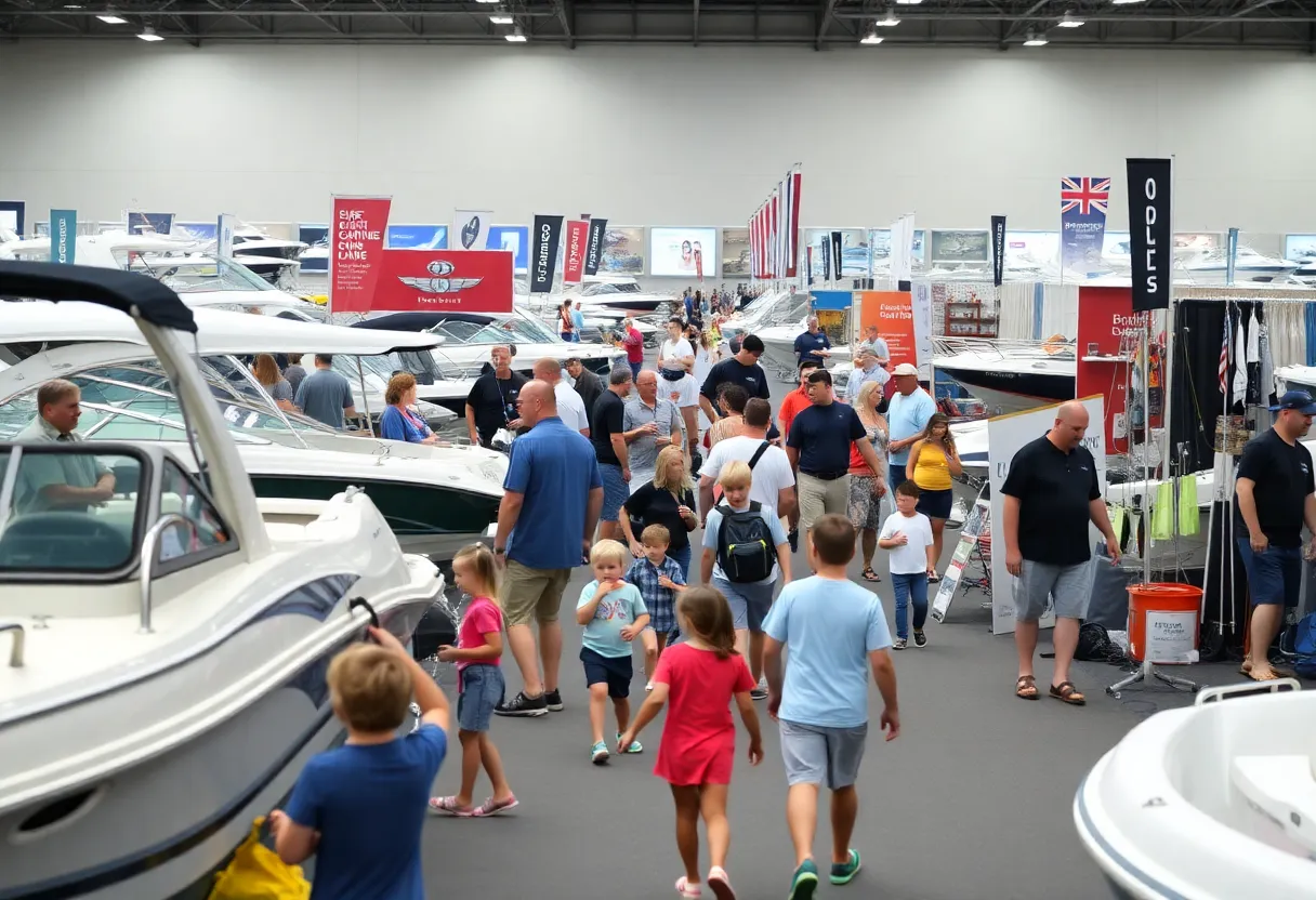 Families enjoying activities at Novi Boat Show