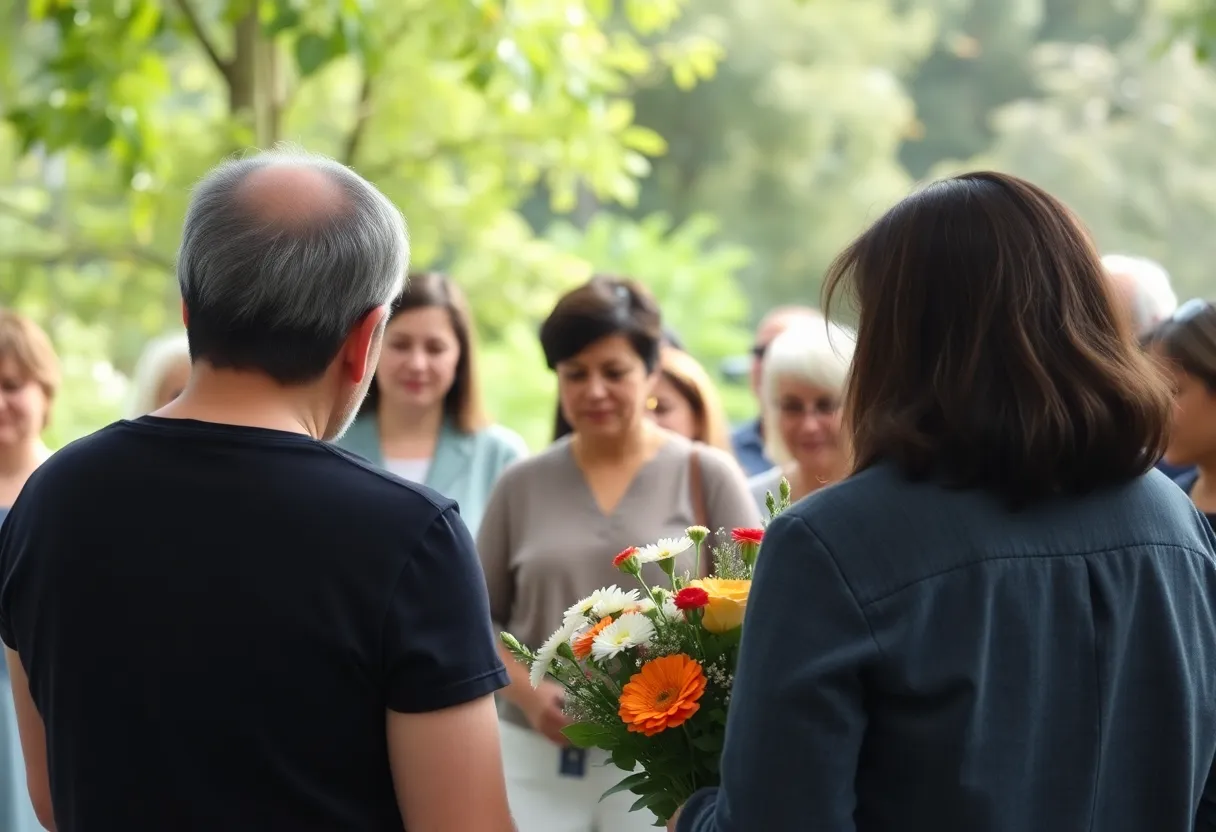 Community members gathering to remember a beloved physician.