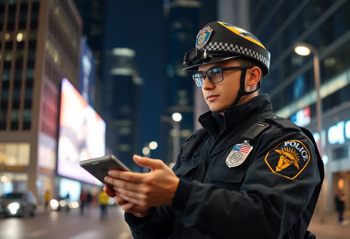NYPD officers using advanced technology for public safety operations.
