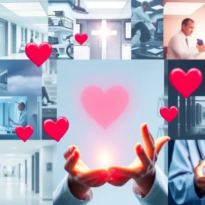 A healthcare provider supporting a patient in a hospital setting