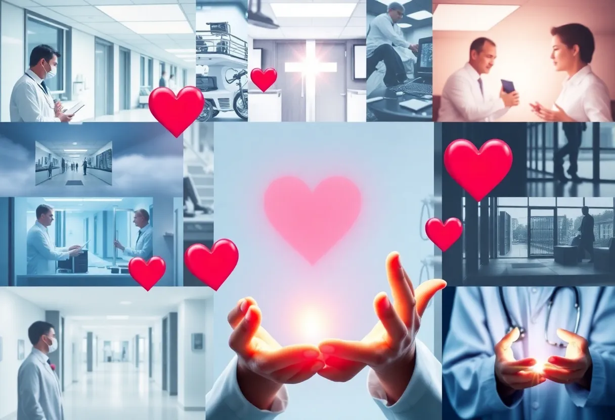 A healthcare provider supporting a patient in a hospital setting