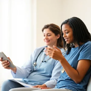 Healthcare professional using social media for community engagement