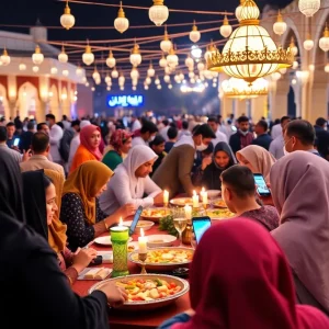 Families gathered for Iftar during Ramadan