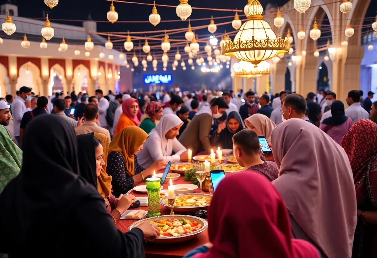 Families gathered for Iftar during Ramadan