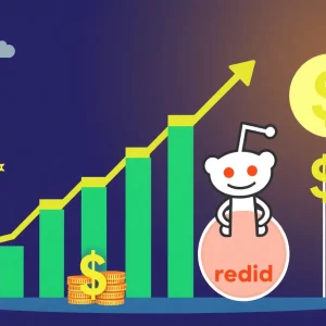 Illustration representing the growth of Reddit's ad revenue.