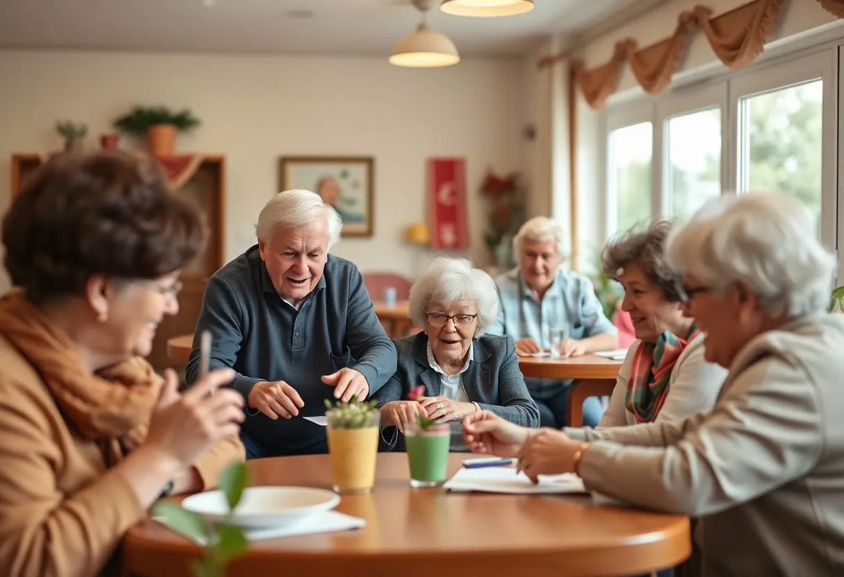 Elderly individuals participating in activities at a local senior center.