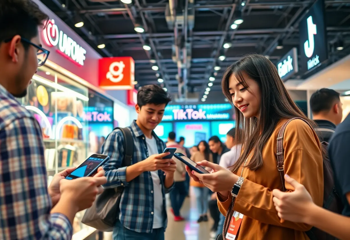 A digital collage depicting social media shopping interactions