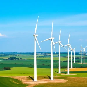 Wind farm generating renewable energy