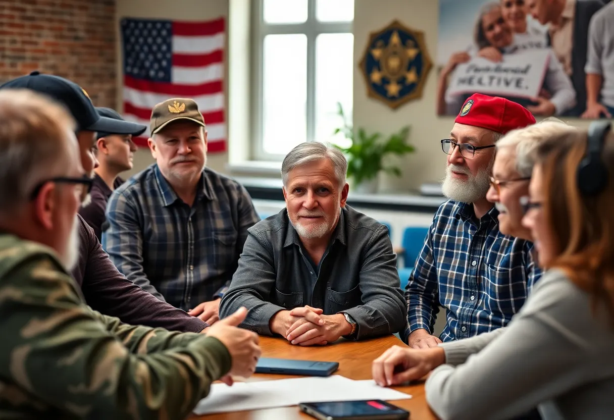 Veterans participating in a community wellness program