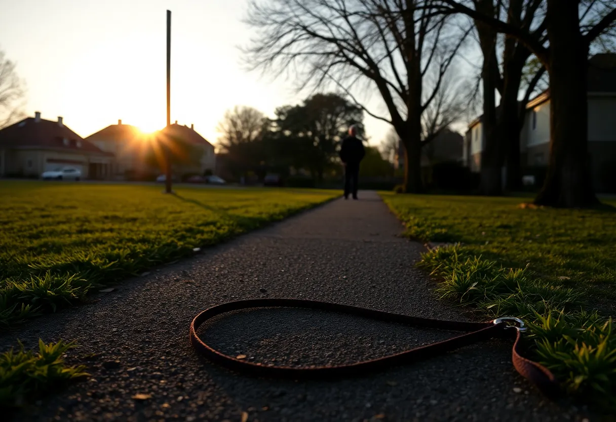 A scenic view of a quiet town street at dawn.