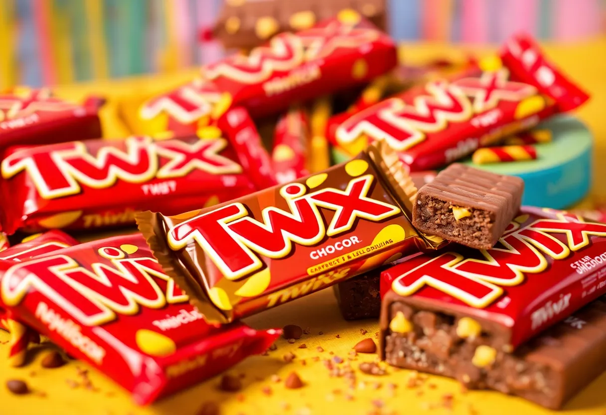 Twix chocolate bars promoting the 'Two is More Than One' campaign.