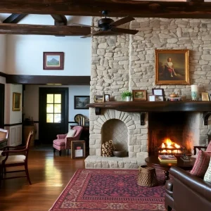 Interior view of the renovated White Horse Inn with antique fixtures and cozy ambiance
