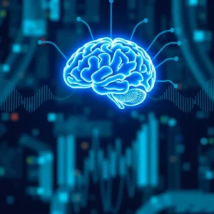 Brainwaves interacting with digital marketing visuals.