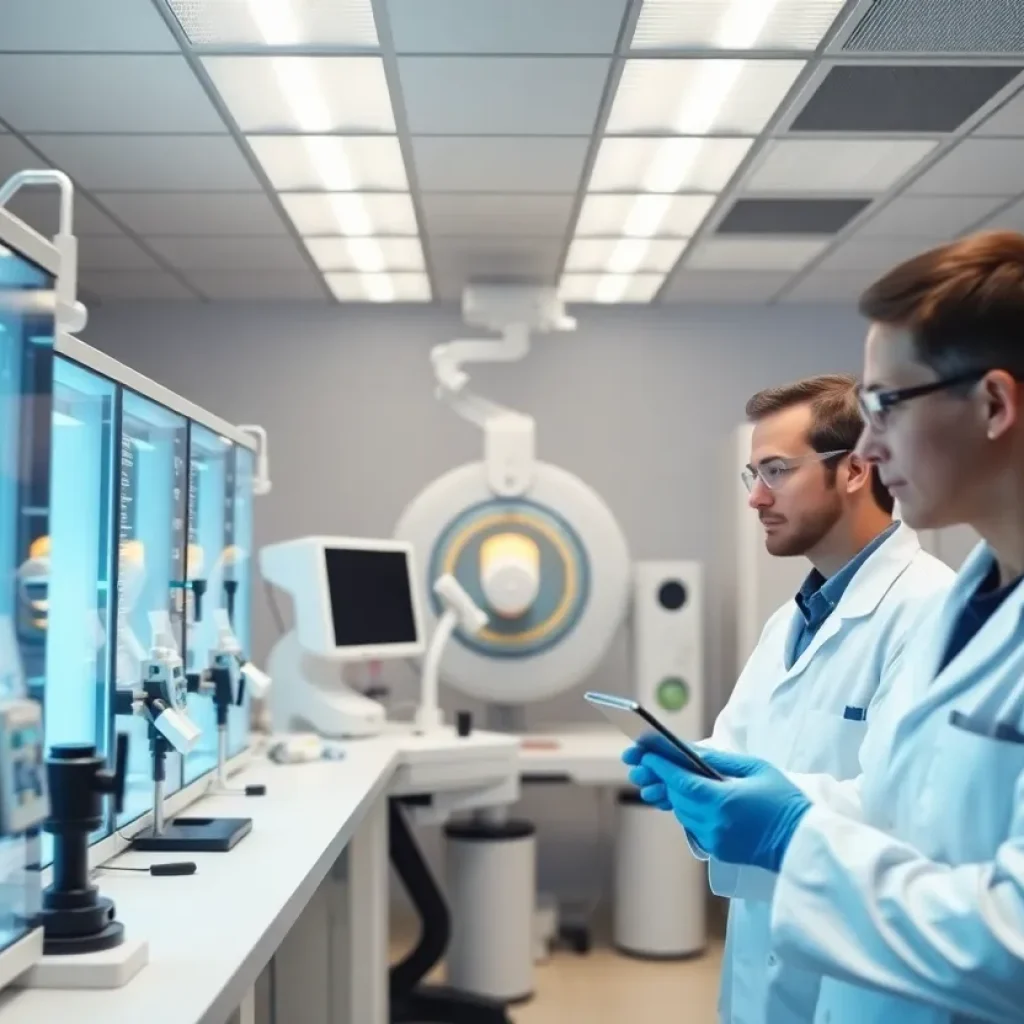 Illustration symbolizing innovation in precision oncology and cancer treatment technology.