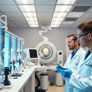 Illustration symbolizing innovation in precision oncology and cancer treatment technology.