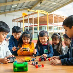 Conceptual image of a renovated school building showcasing modern design.