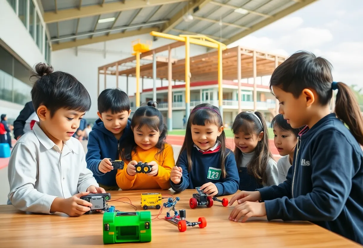 Conceptual image of a renovated school building showcasing modern design.