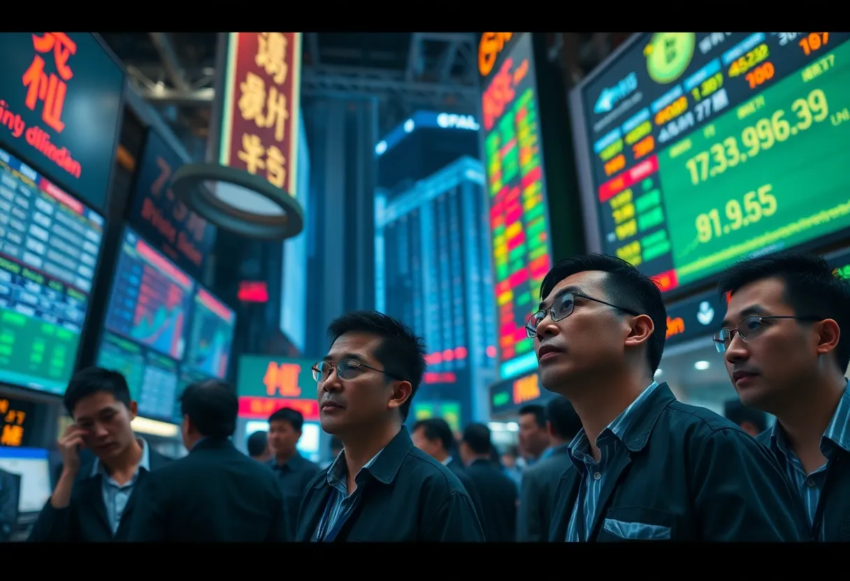 Investors watching stock market screens as prices decline dramatically.