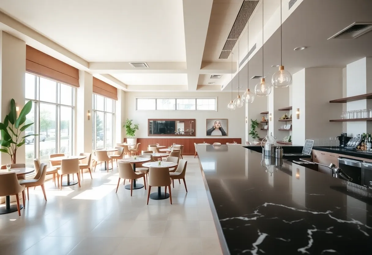 Interior of the renovated Black Pearl restaurant showcasing a modern design