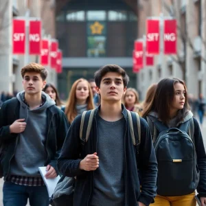 Students on a university campus concerned about safety
