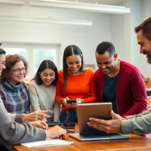 Christian HELP staff using new technology in the office
