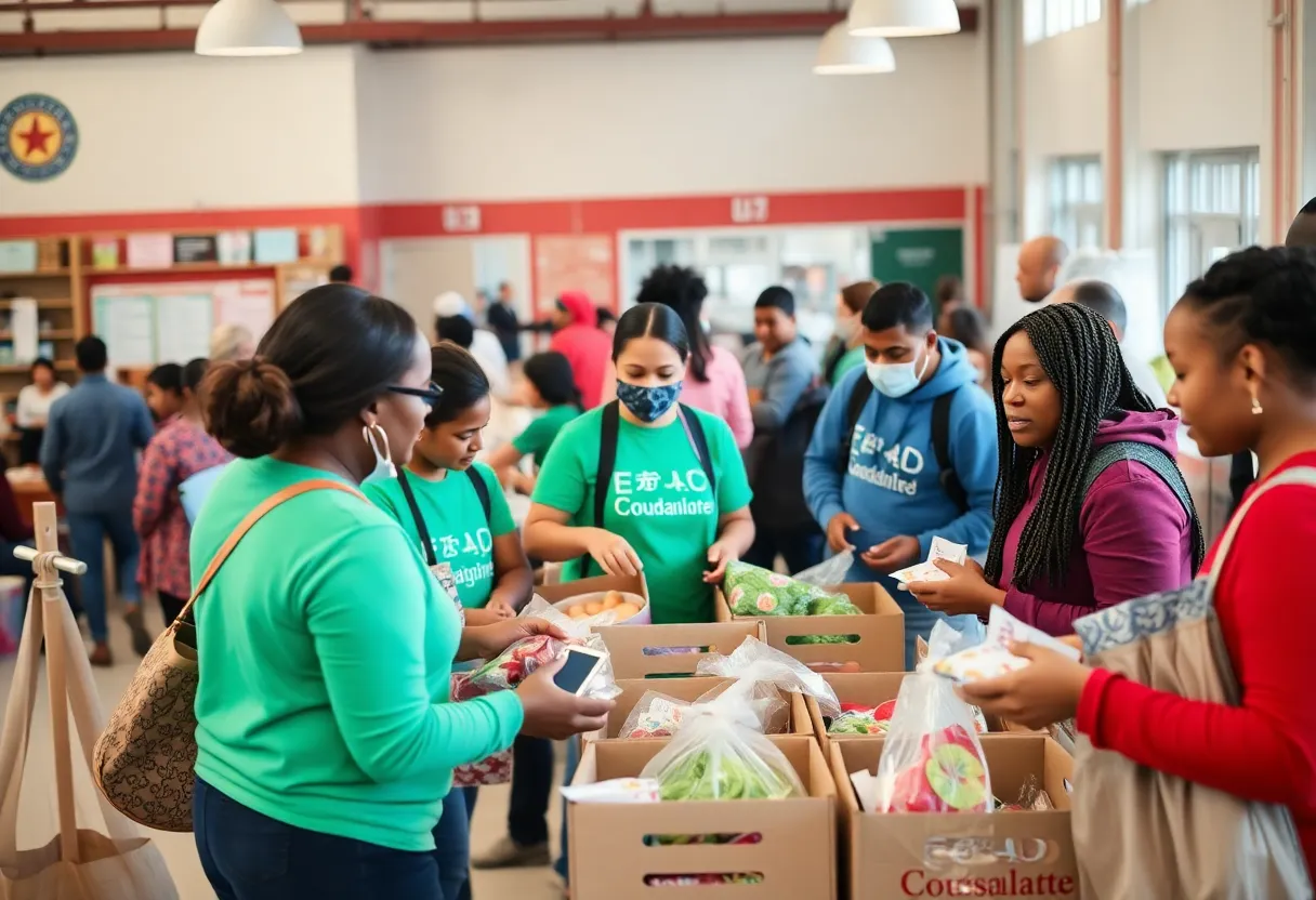 Volunteers assisting at a community service center