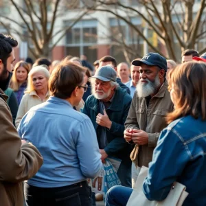 Community outreach event supporting homeless individuals in Davenport.
