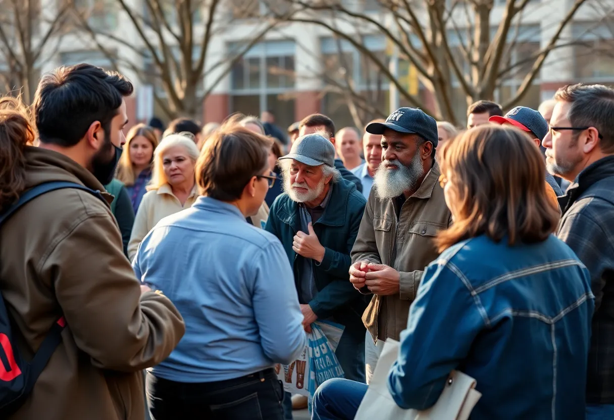 Community outreach event supporting homeless individuals in Davenport.