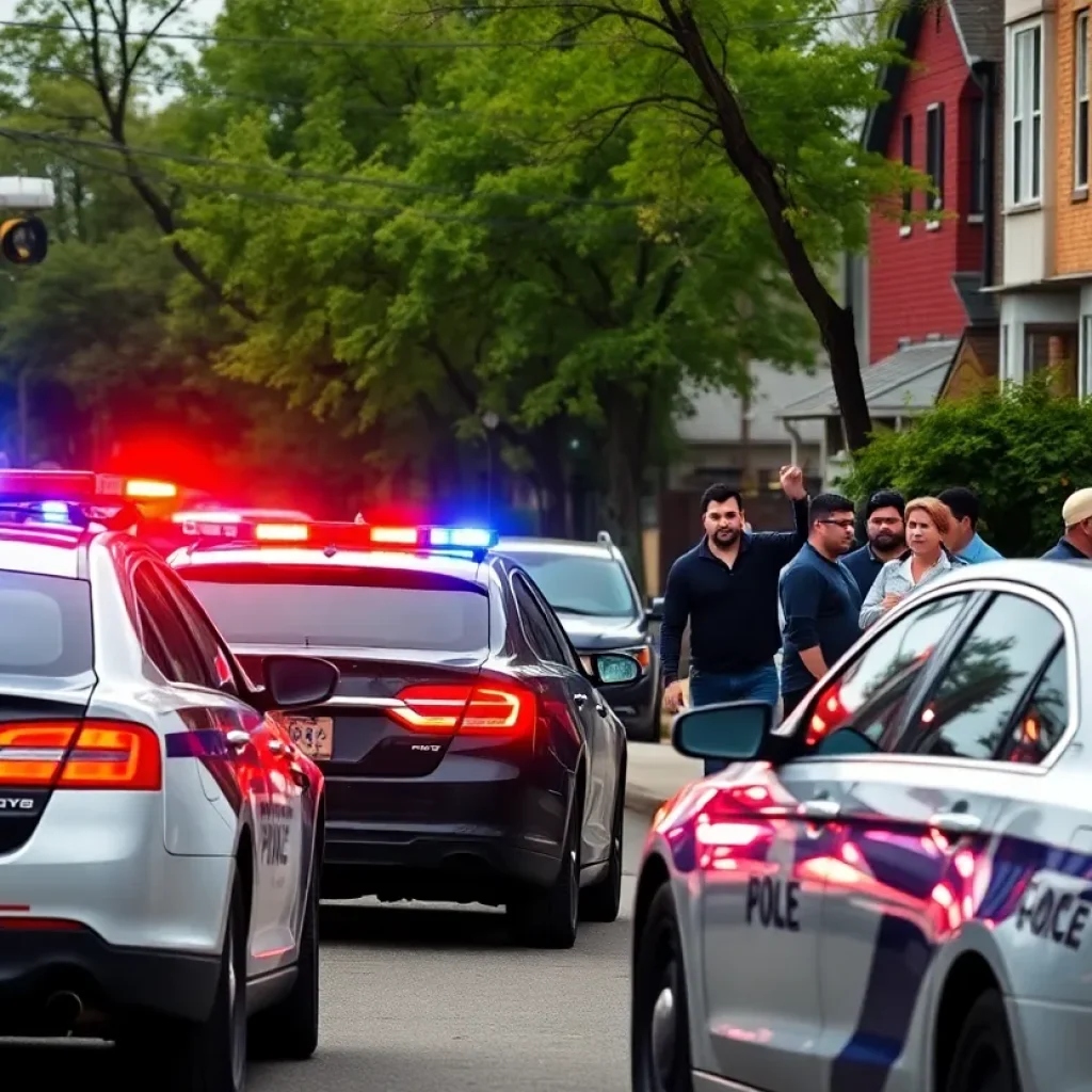 Police presence in a Detroit neighborhood after a car theft incident