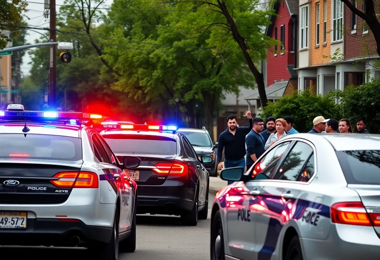 Police presence in a Detroit neighborhood after a car theft incident
