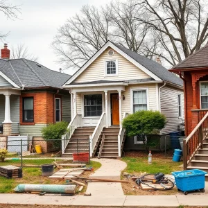 Father-daughter home renovation team working on a house in Detroit