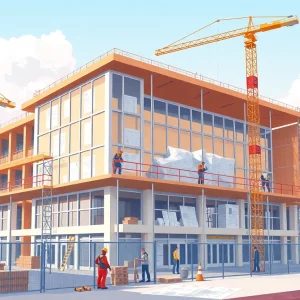 Renovation of Dexter Community Schools with construction in progress.