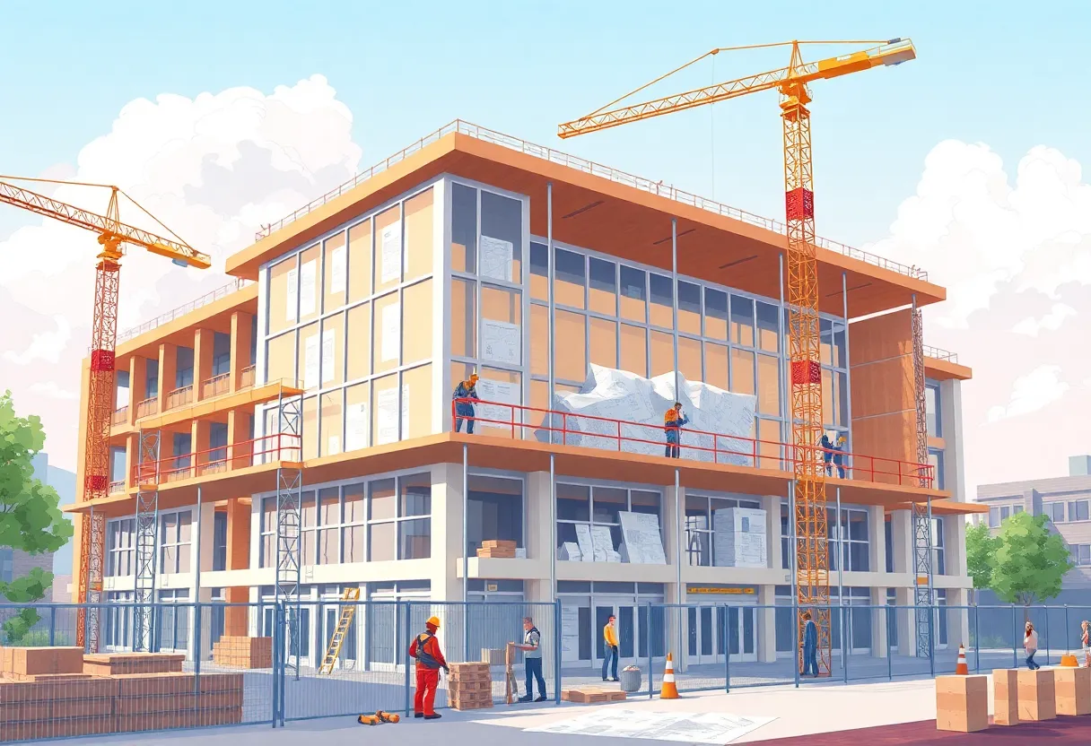 Renovation of Dexter Community Schools with construction in progress.