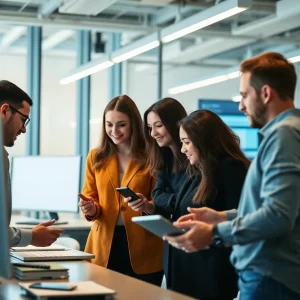 Teams collaborating in a modern office for digital transformation